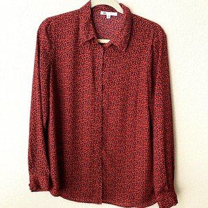 DR2 Daniel Rainn Womens Button Front Long Sleeve Blouse Top Size M G4